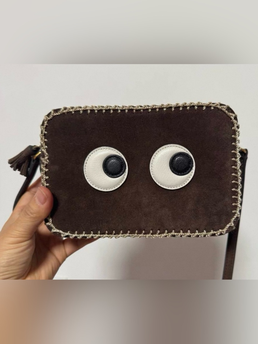 Anya Hindmarch Suede Eyes Appliqué crossbody